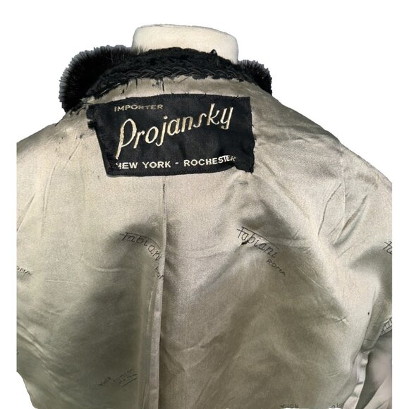 Vintage 60s Black Karakul Lamb Swing Coat Size Mink Collar Mod Glam Luxurious - Picture 11 of 14